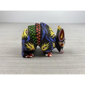 Oaxacan‎ Wood Carving 3" Armadillo Shell Scales Signed G Calvo